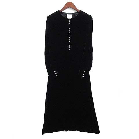 ローラアシュレイ LAURA ASHLEY シルク混 ベロア ロング ワンピース