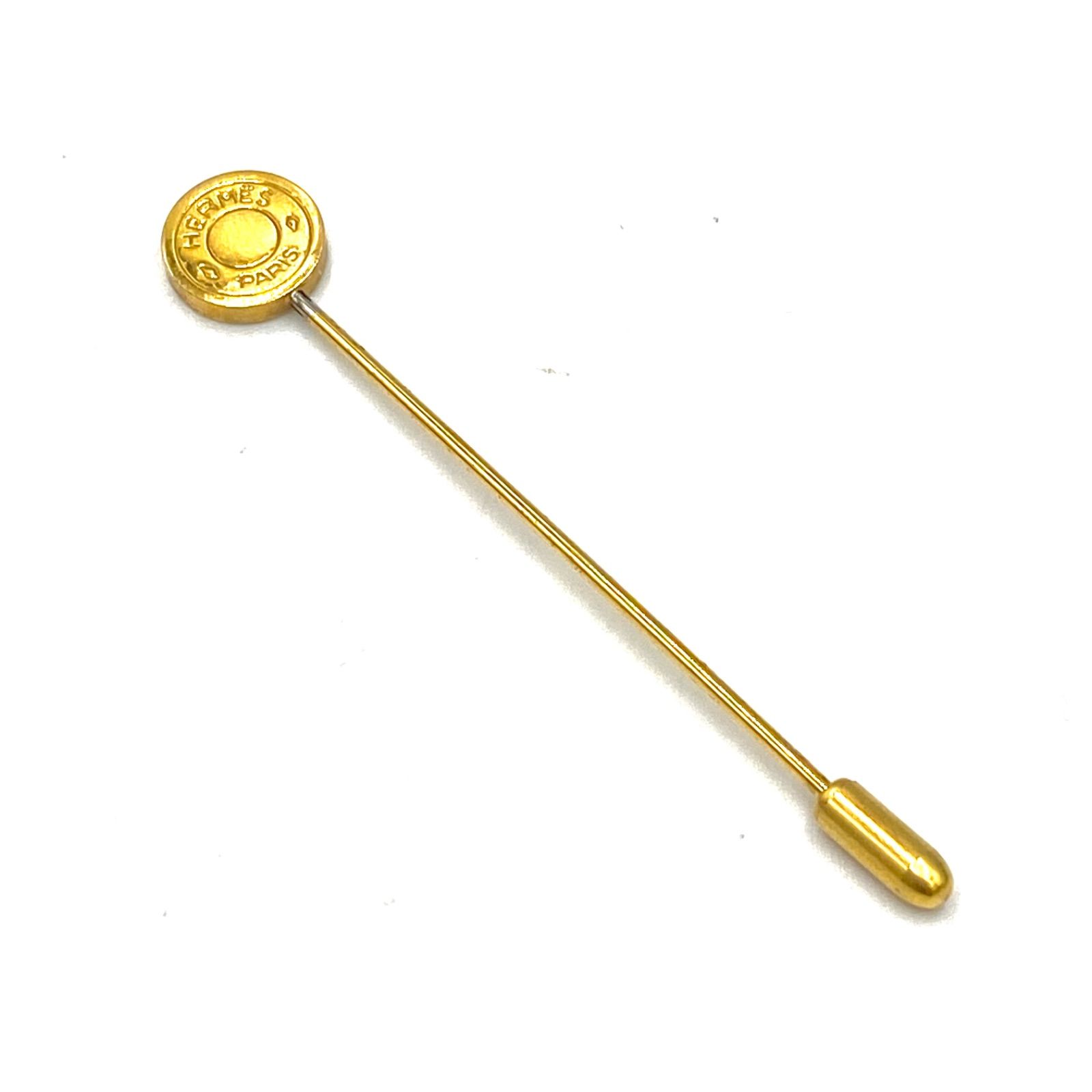 HERMES エルメス セリエ ピンブローチ コサージュ ロゴ ゴールド