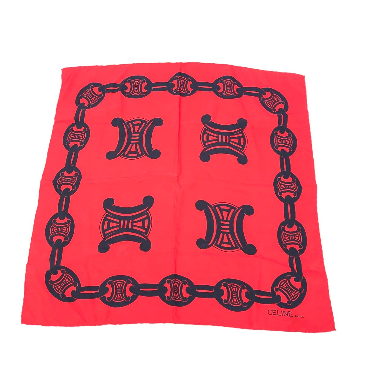 CELINE セリーヌ スカーフ マカダムチェーン/シルク100％ ヴィンテージ