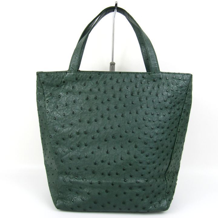 クワンペン オーストリッチ グリーン バッグ ハンドバッグ レディース  