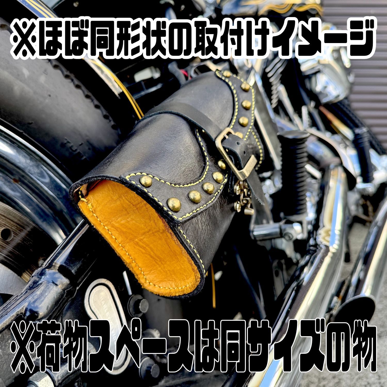 牛本革ヴィンテージ加工ツールバッグS スタッズ 漆黒ブラック 