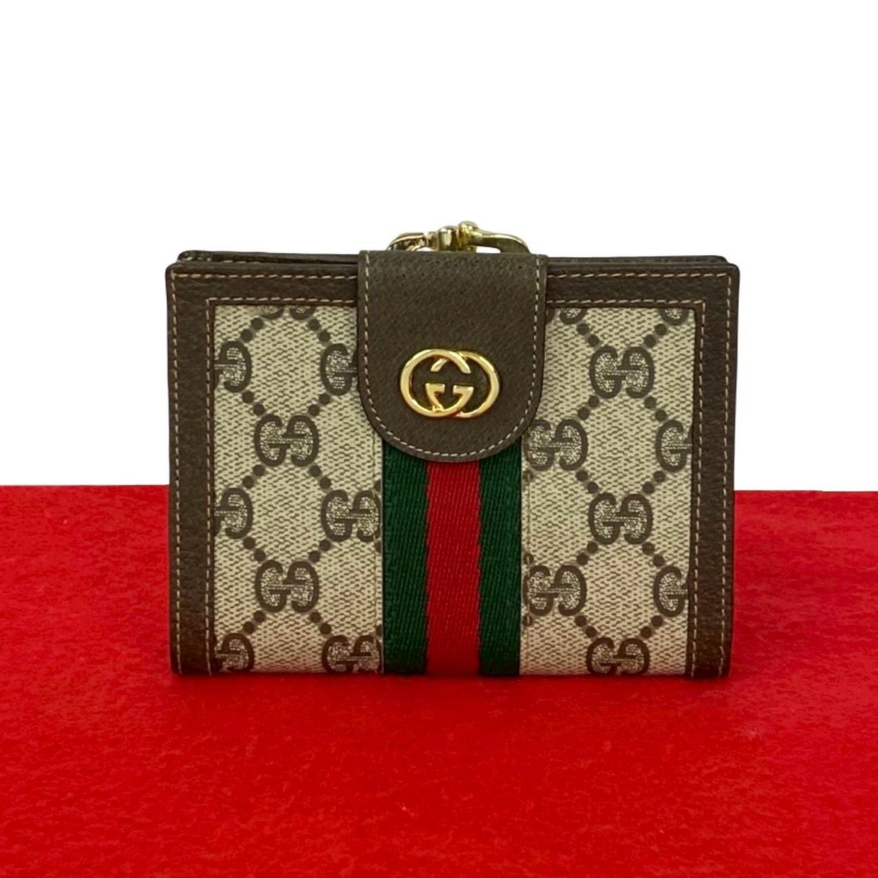 GUCCI オールドグッチ シェリーライン PVC レザー 長財布 二つ折り財布