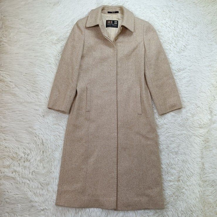 良品 DAKS ダックス カシミヤ100% ロングコート 9AR M相当 薄ベージュ