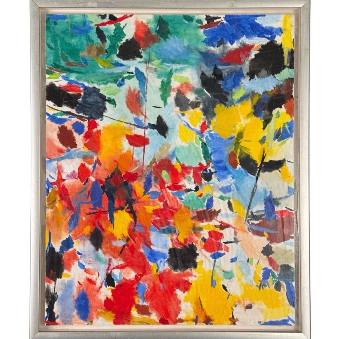 真作 杉浦大和 道行き キャンバスに水彩 40号 抽象画 愛知県出身 現代アート 額装