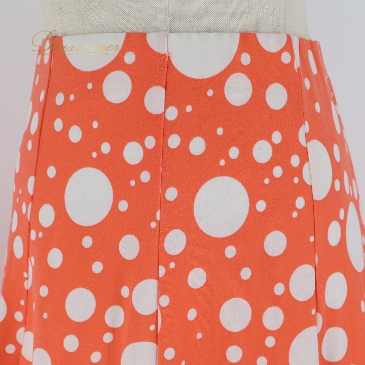 フラメンコ 衣装 ファルダ スカート サーモンピンク 水玉 ドット 伸縮