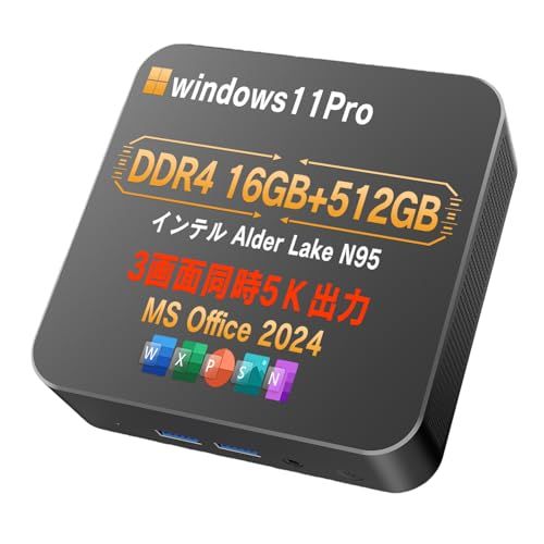 ミニPC【2025新登場・第12世代 Intel N95 】mini pc Office2024搭載