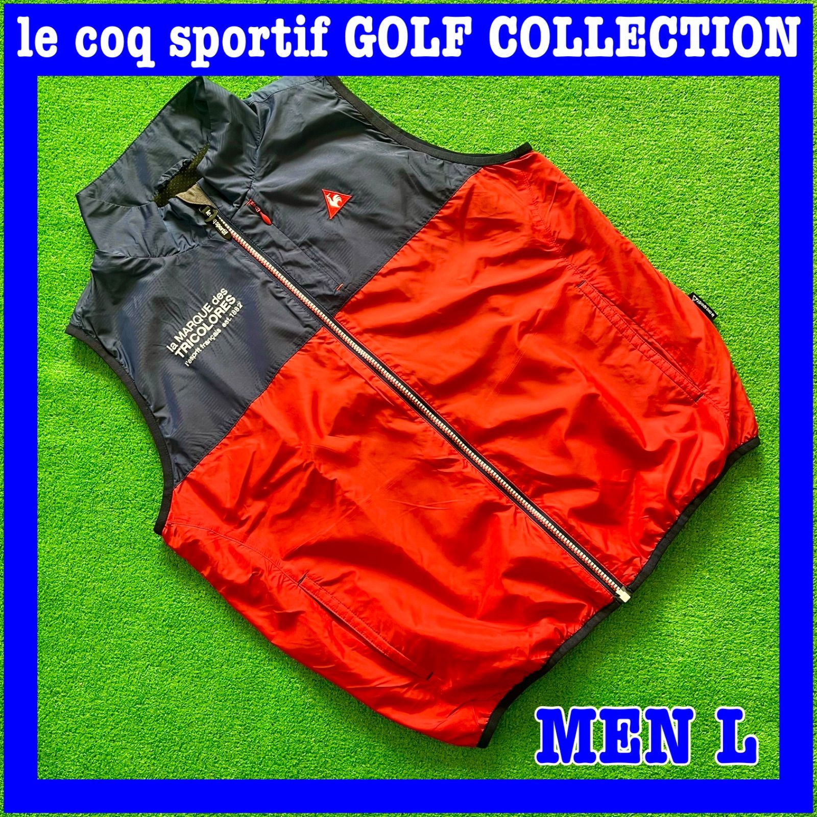 le coq GOLF ルコックスポルティフゴルフ ロゴ刺繍 フルジップ 防寒用 