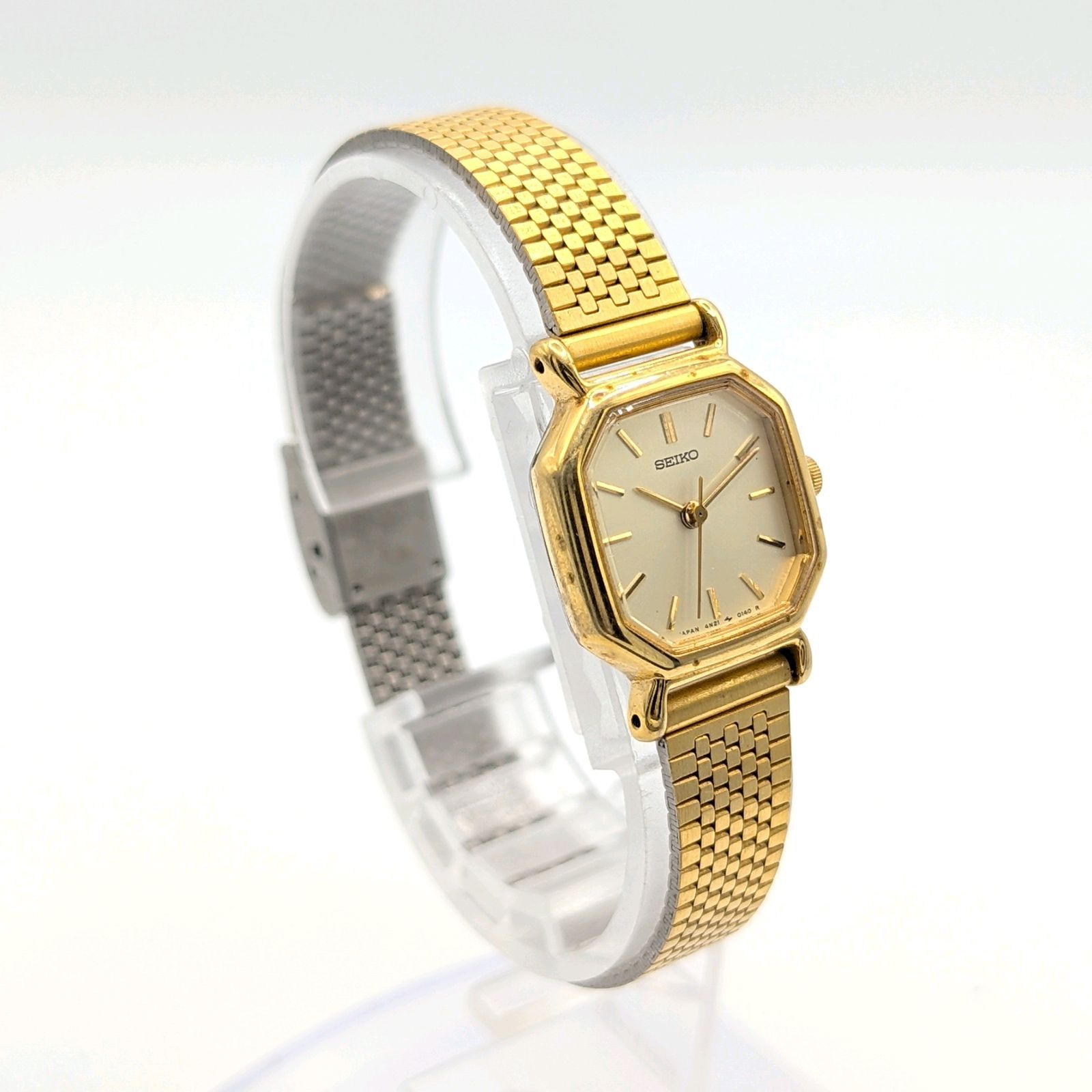 SEIKO 4N21-5022 Watch Quartz Ladies Octagon Gold Working セイコー 