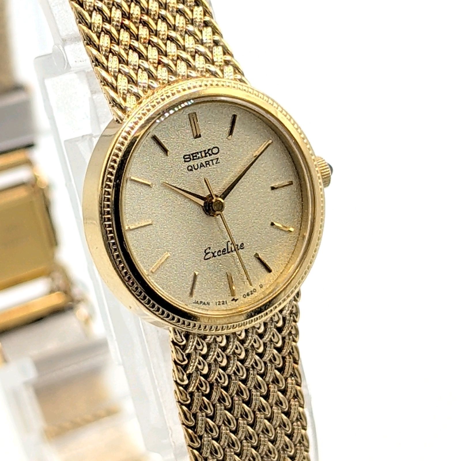 SEIKO Exceline 1221-0100 Watch Quartz Ladies Round Gold Gold dial