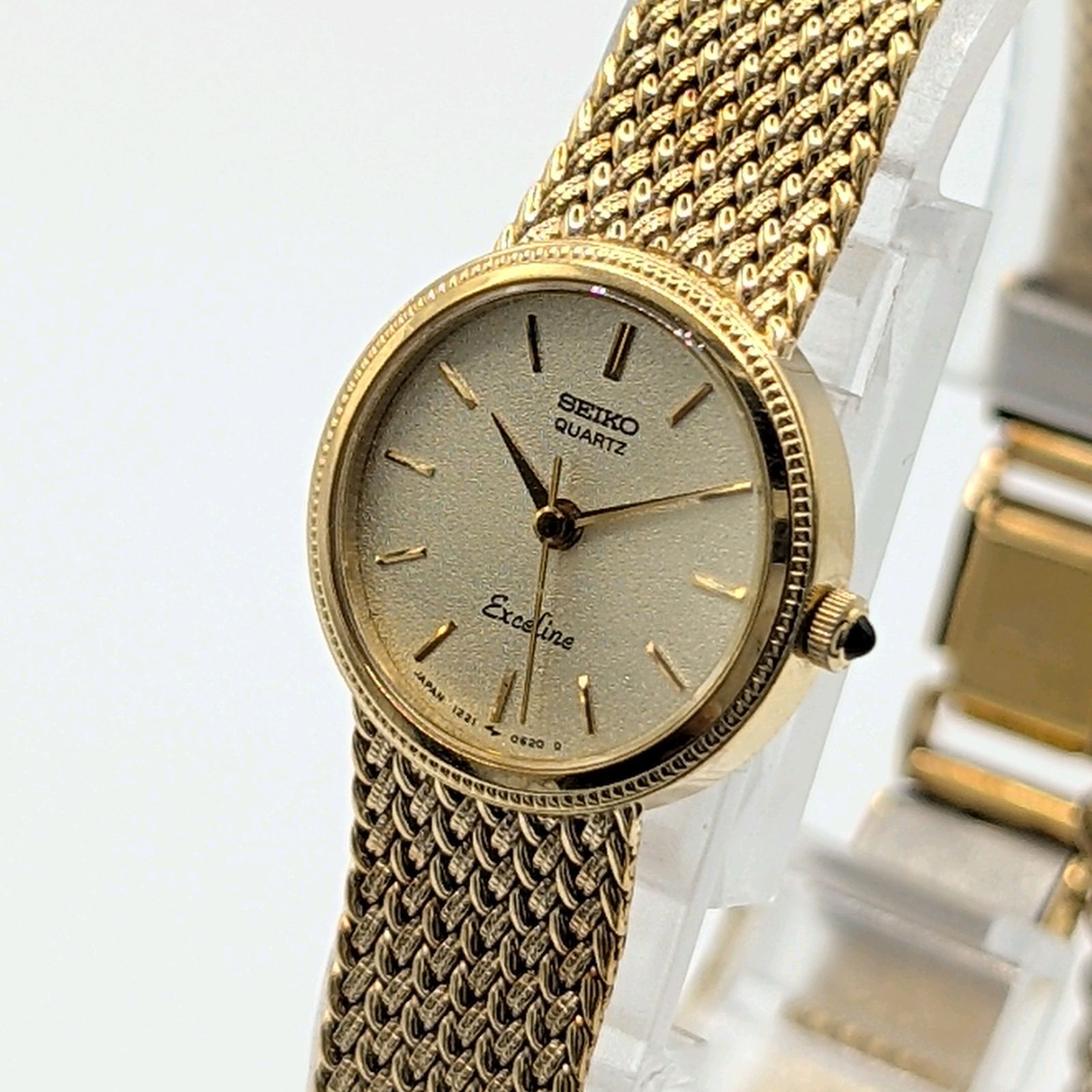 SEIKO Exceline 1221-0100 Watch Quartz Ladies Round Gold Gold dial