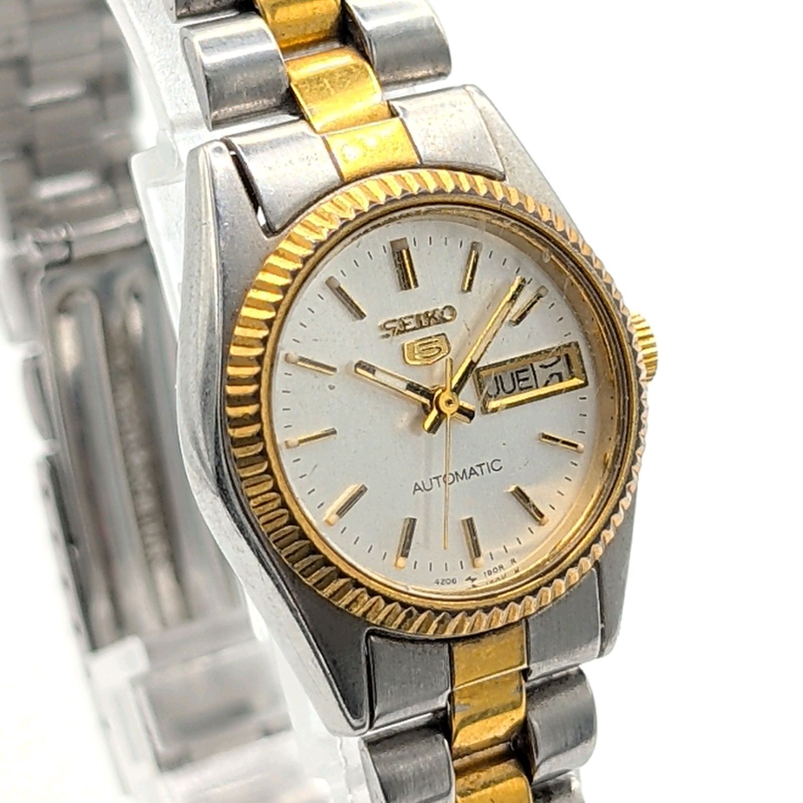 SEIKO SEIKO5 4206-0510 Watch Automatic Ladies Silver Gold Combi