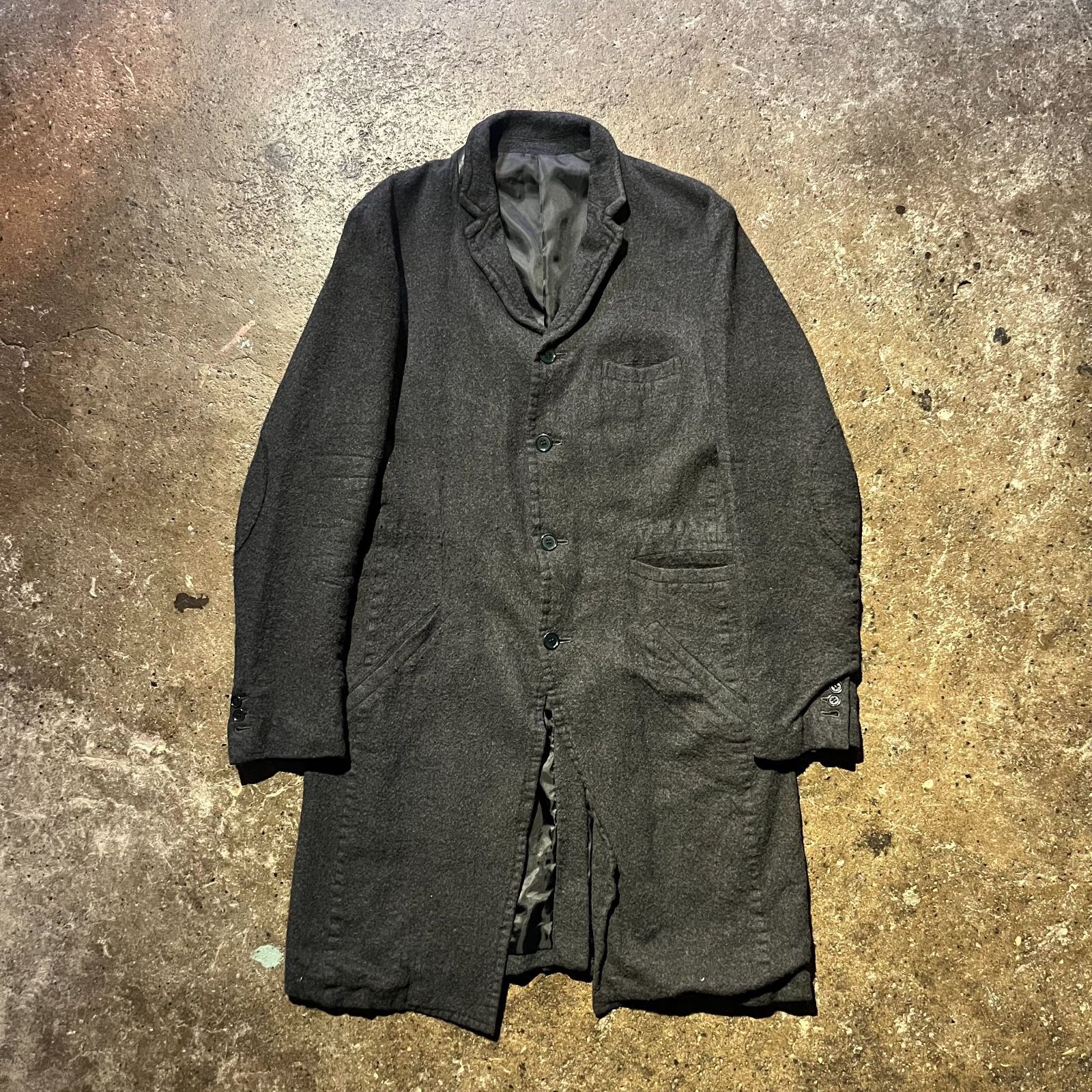 UNDERCOVERISM 11aw ウール縮絨チェスターコート 2 レザー切替