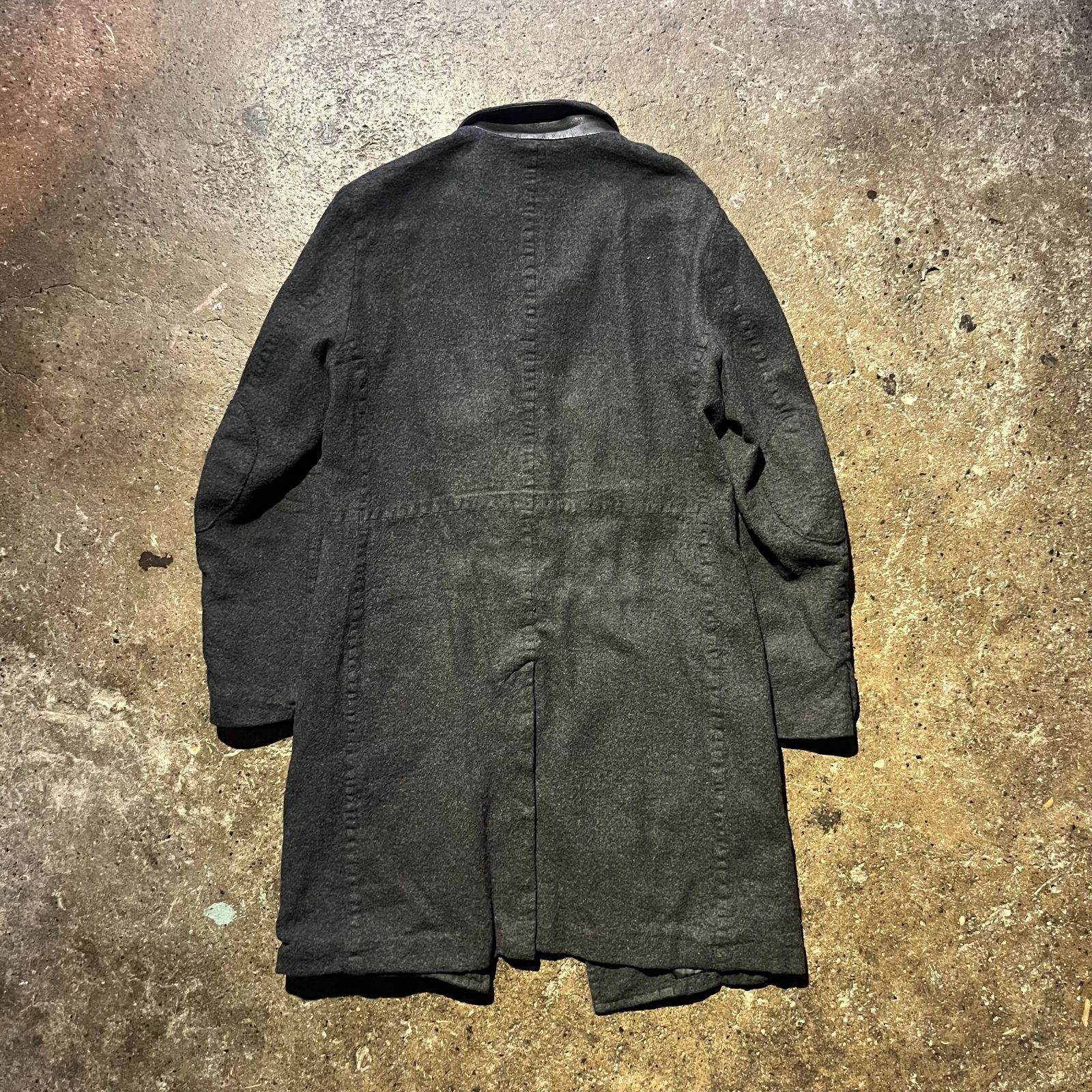 UNDERCOVERISM 11aw ウール縮絨チェスターコート 2 レザー切替