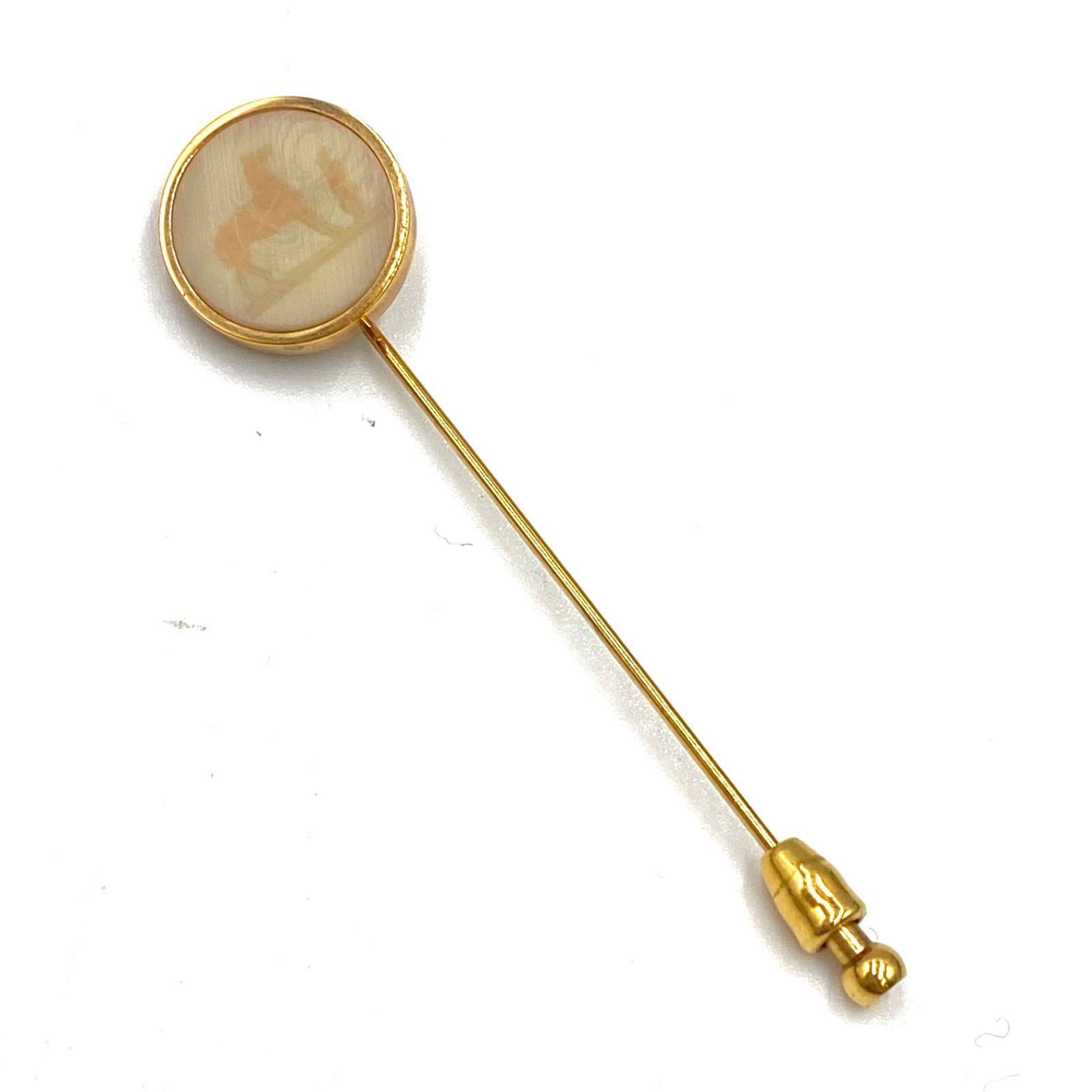 HERMES エルメス コロゾ ピンブローチ コサージュ ゴールド 馬車柄