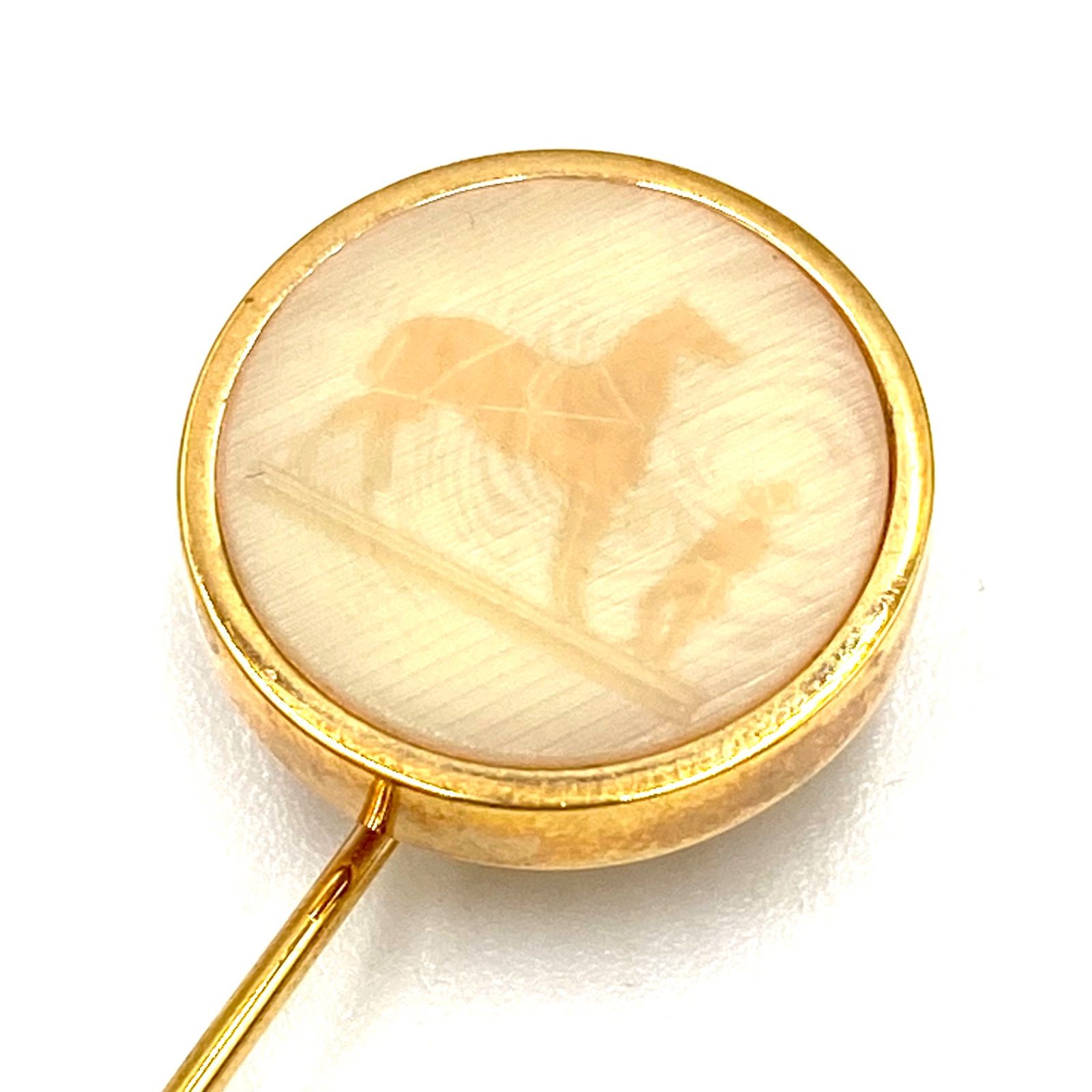 HERMES エルメス コロゾ ピンブローチ コサージュ ゴールド 馬車柄