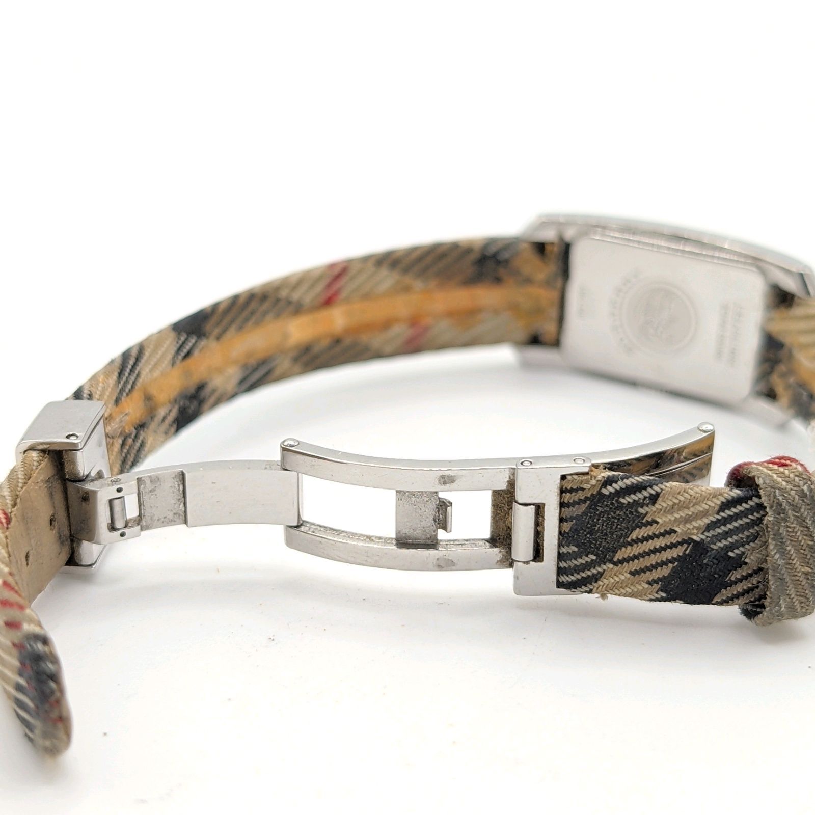Burberry Watch Quartz Burberry Check Ladies Square Silver Y2K 00S