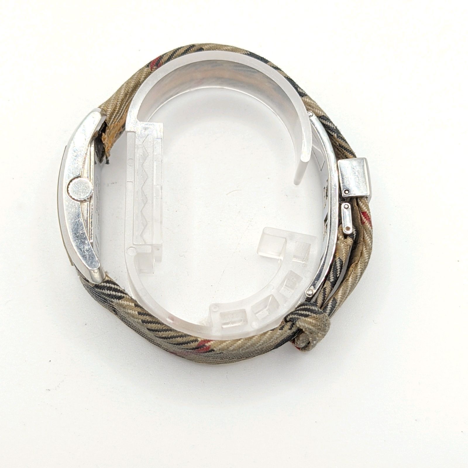 Burberry Watch Quartz Burberry Check Ladies Square Silver Y2K 00S