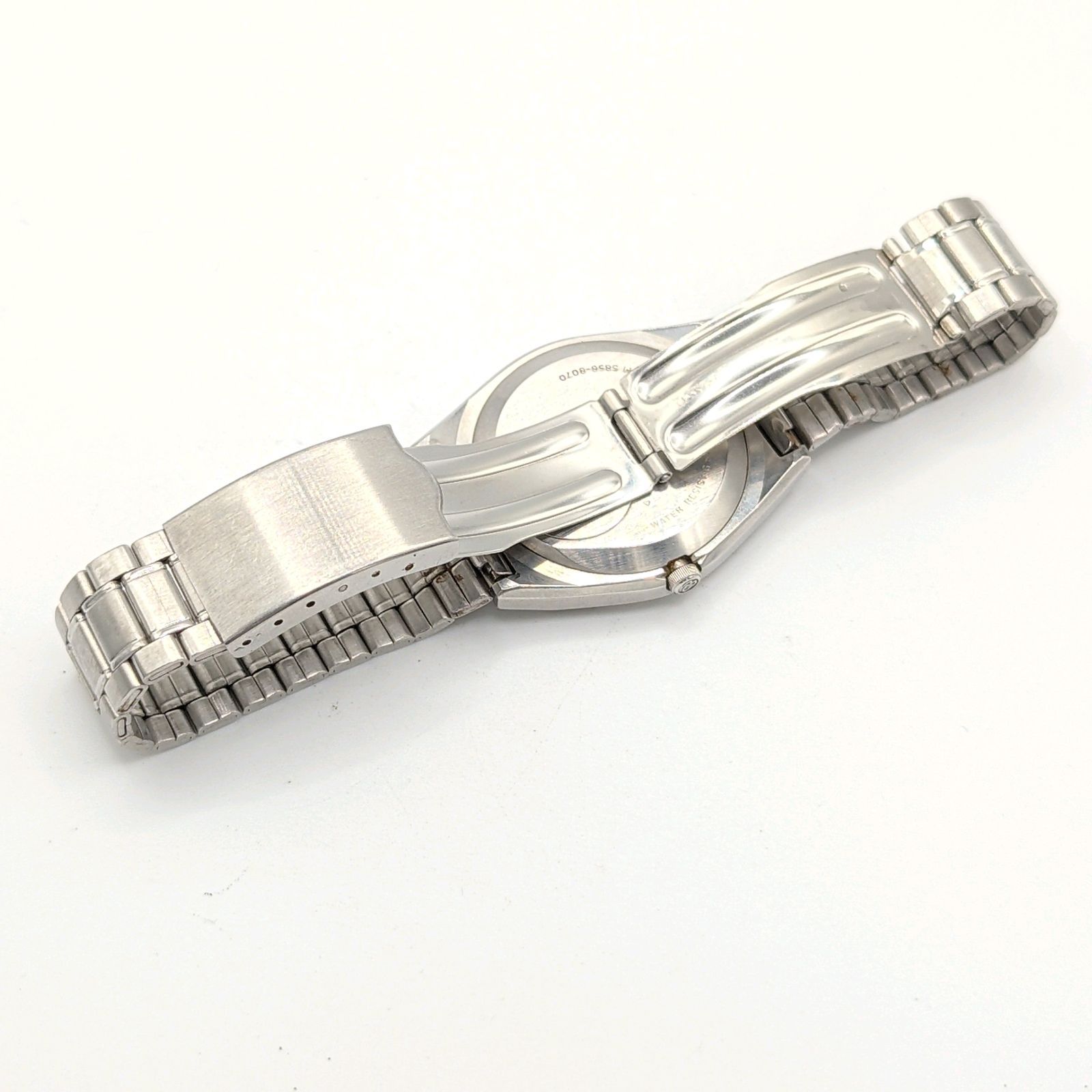  SEIKO KING Quartz 5856 8070 Watch Men s Round Silver White dial Day Date Working セイコー キングクオーツ 時計 クオーツ メンズ ラウンド シルバー 白文字盤 デイデイト 不動品 腕時計(クォーツ) 腕時計(アナログ)