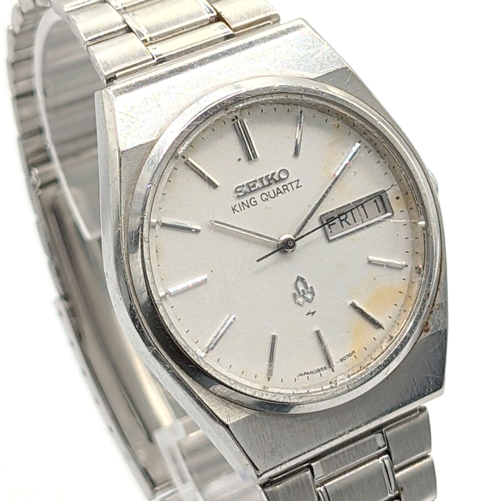SEIKO KING Quartz 5856-8070 Watch Men's Round Silver White dial
