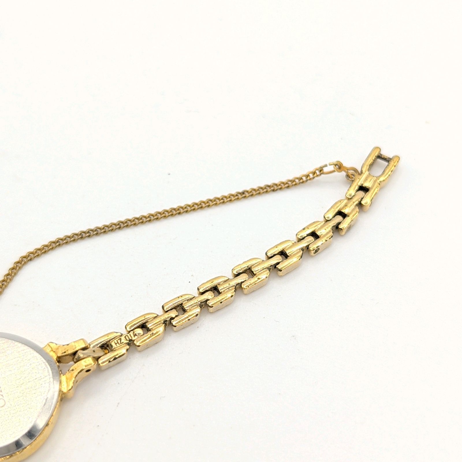 SEIKO 1400-6380 Watch Quartz Ladies Round Gold Black dial Working 