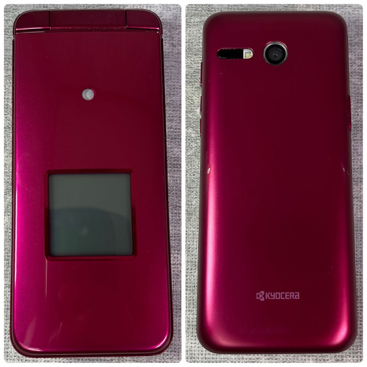 良品 KYOCERA 京セラ KYF43 かんたんケータイライト ガラケー レッド