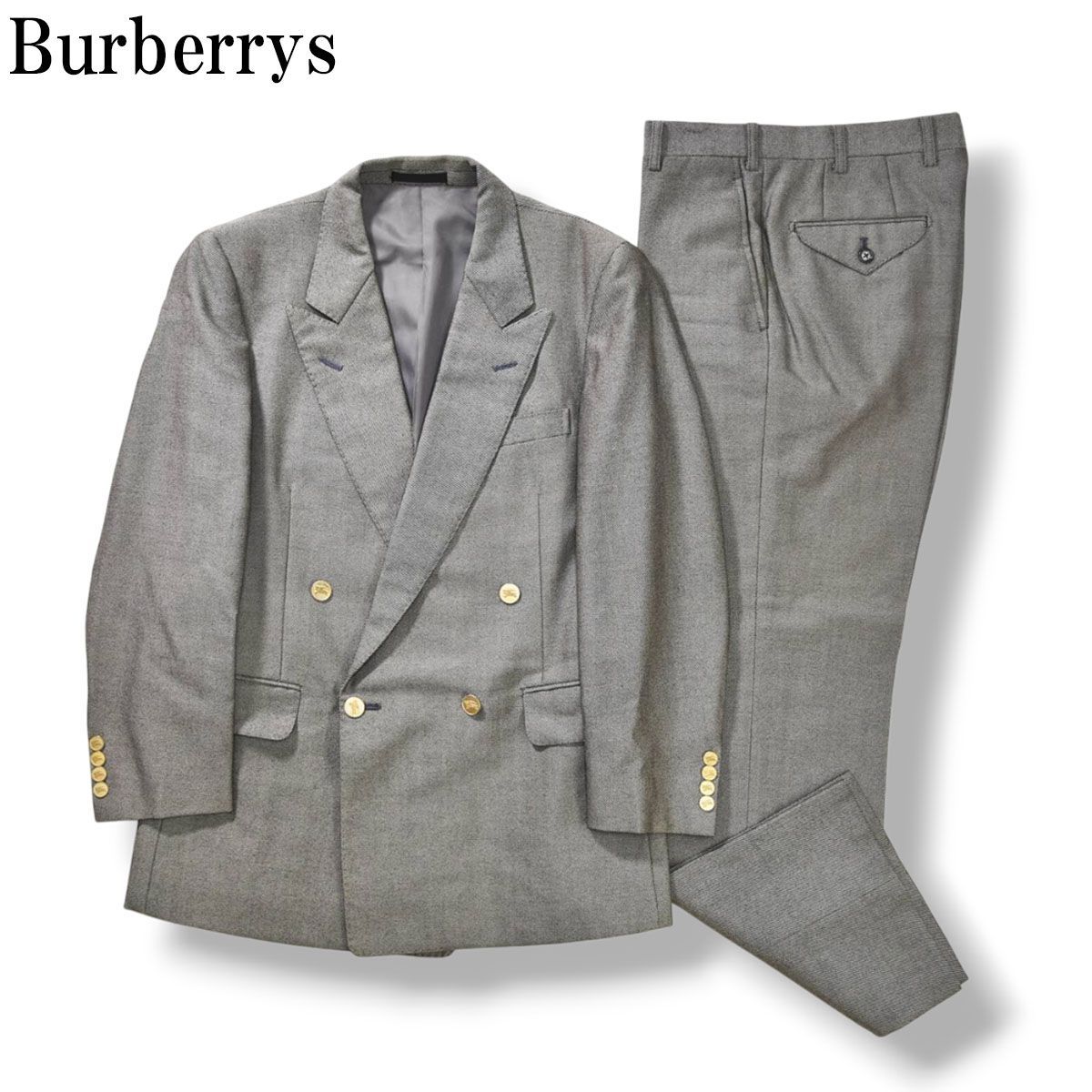 90s バーバリー Burberrys WOOL & MOHAIR ダブル 4B ブレザー スーツ