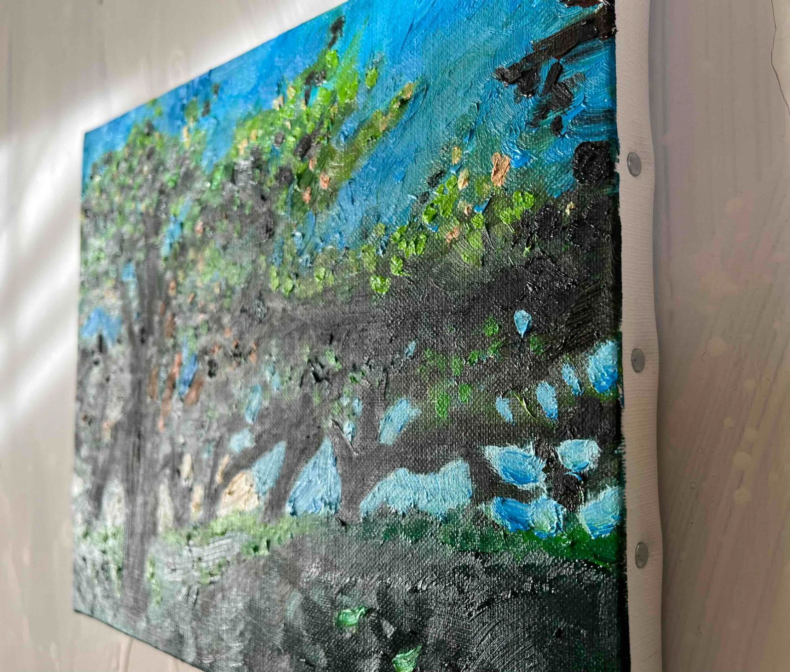 油彩画　原画「近所の風景　堤防　20262」アート　絵画 22×27㎝ F3 油彩画 原画「近所の風景 堤防」アート 絵画 22×27㎝ F3 【公式通販】