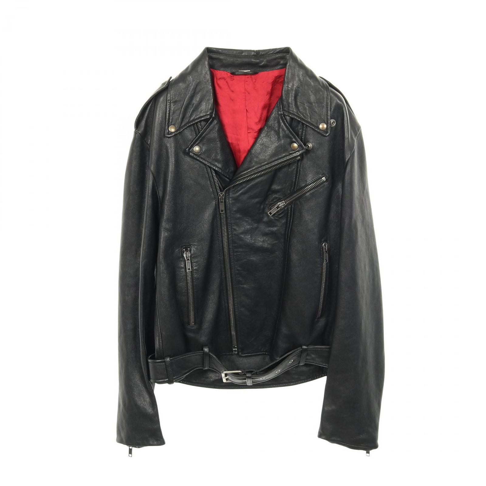 GUCCI ブラックレザー ジャケット グッチ GUCCI 革ジャン ブラック レザー レザージャケット メンズ Used