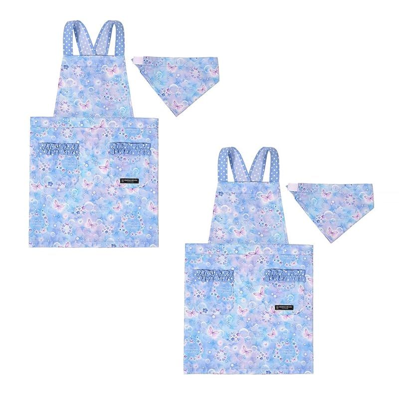 COLORFUL CANDY STYLE バッククロス子どもエプロン(100～120cm) ムーンライトバタフライ 2枚セット 女の子 かわいい 子供用 子供 こども エプロン 三角巾 セット キッズエプロン 子供用 幼児 小学生 可愛い かわいい おしゃ 0