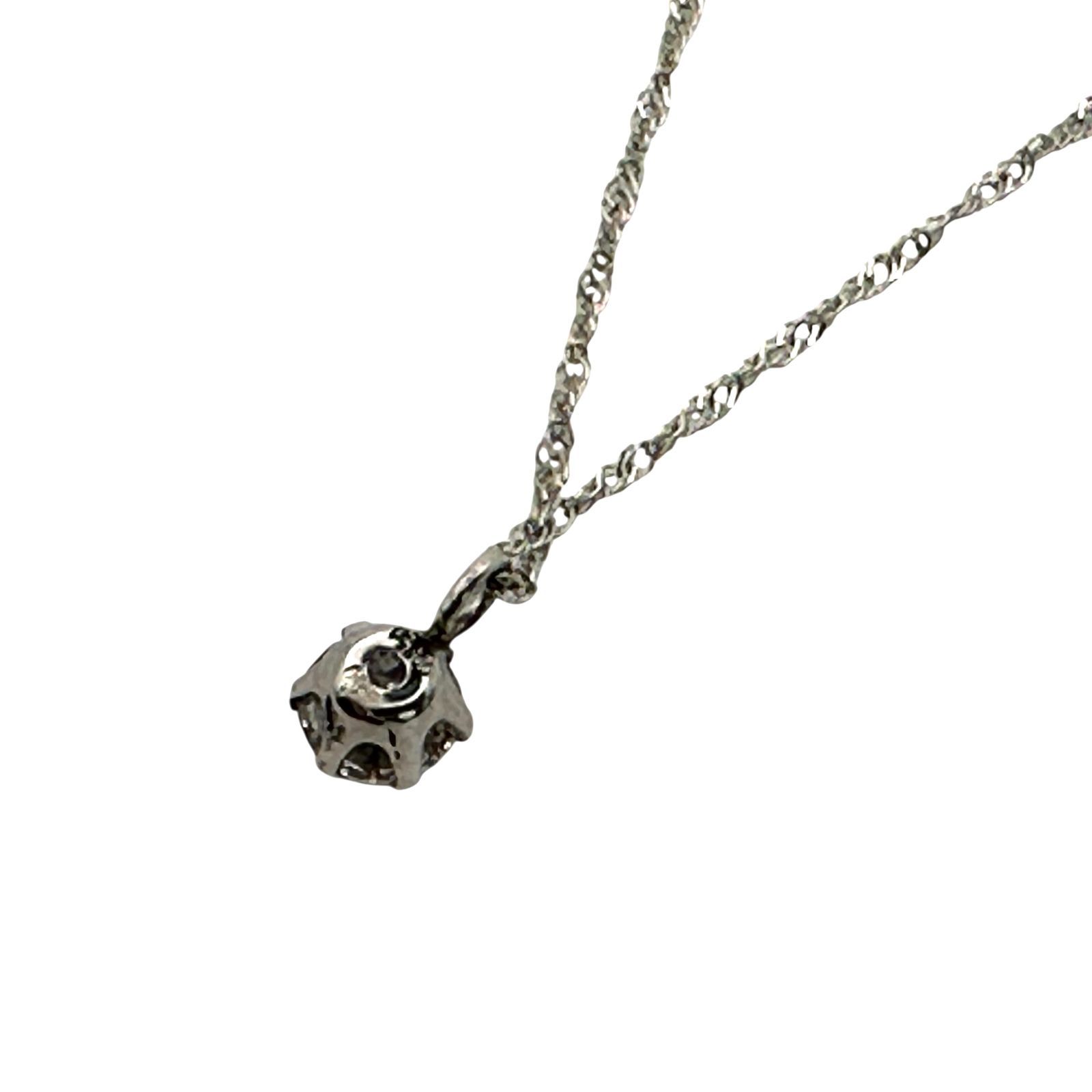 ダイヤモンド D0.19ct Pt900 Pt850 0.9g デザインネックレス 一粒 