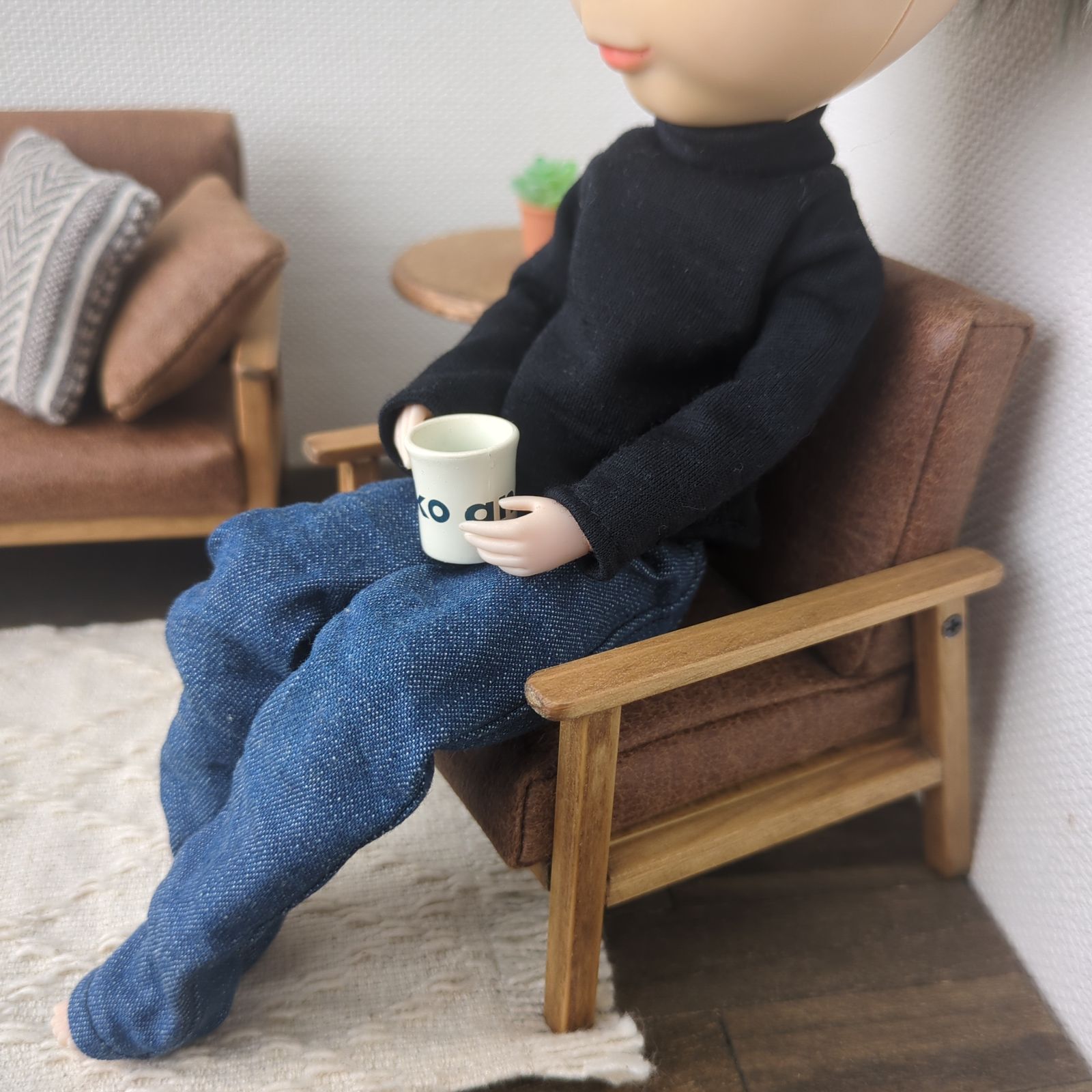 a-three〔 木枠ソファセット：ブラウン 〕ドールハウス ミニチュア