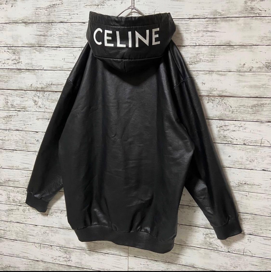 セリーヌ CELINE フードロゴ ジップアップ コーティングジャケット