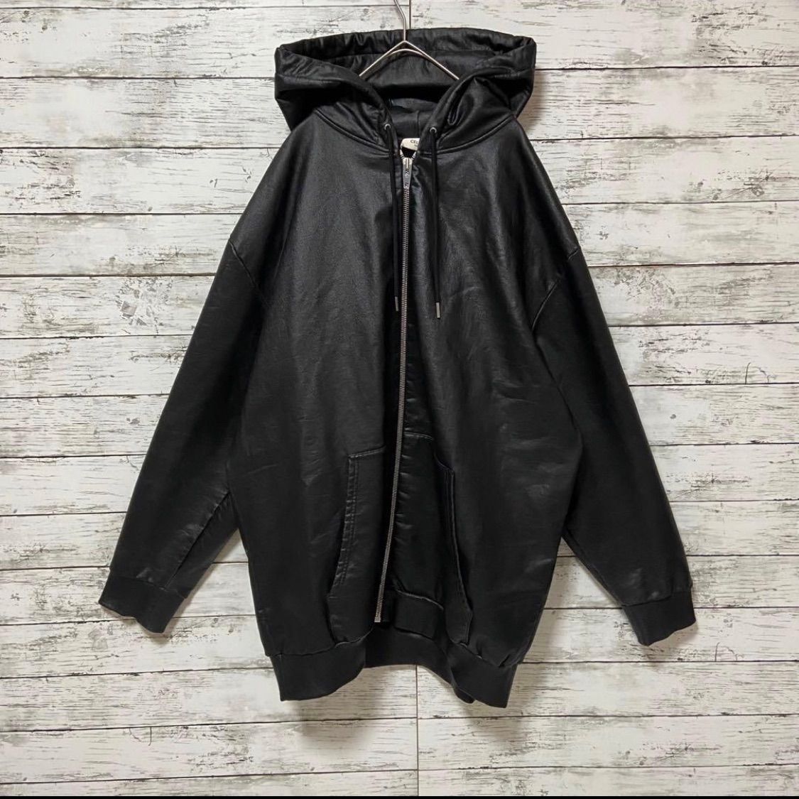 セリーヌ CELINE フードロゴ ジップアップ コーティングジャケット
