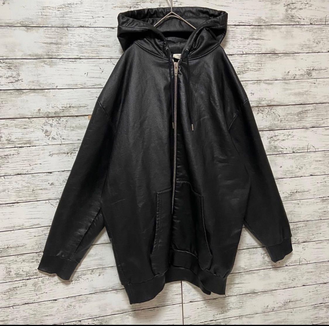 セリーヌ CELINE フードロゴ ジップアップ コーティングジャケット