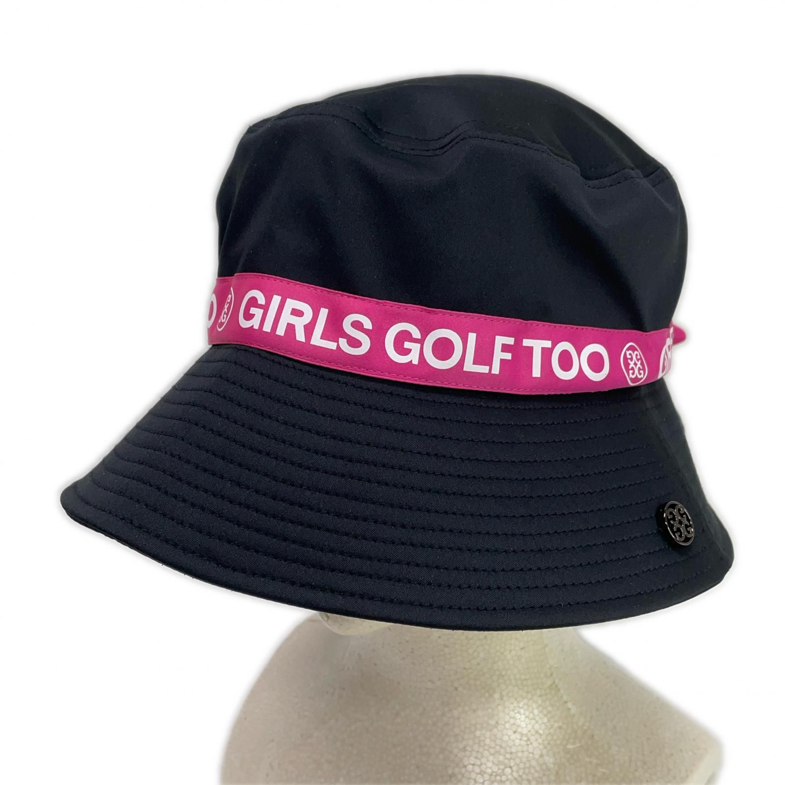 中古 ジーフォア G/FORE バケットハット 黒 ブラック ロゴリボン