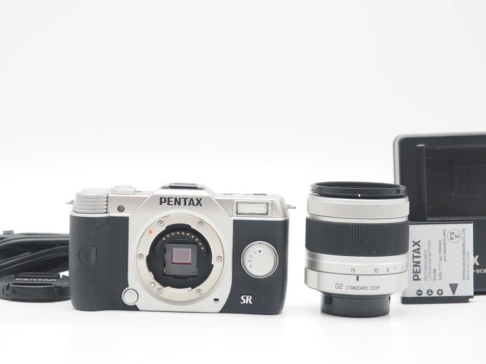 オーダーカラー　ショット1244回☆PENTAX Q10 5-15mm＃455 ペンタックス Pentax Q10 Silver 12.4MP Digital Camera 02 Lens Kit