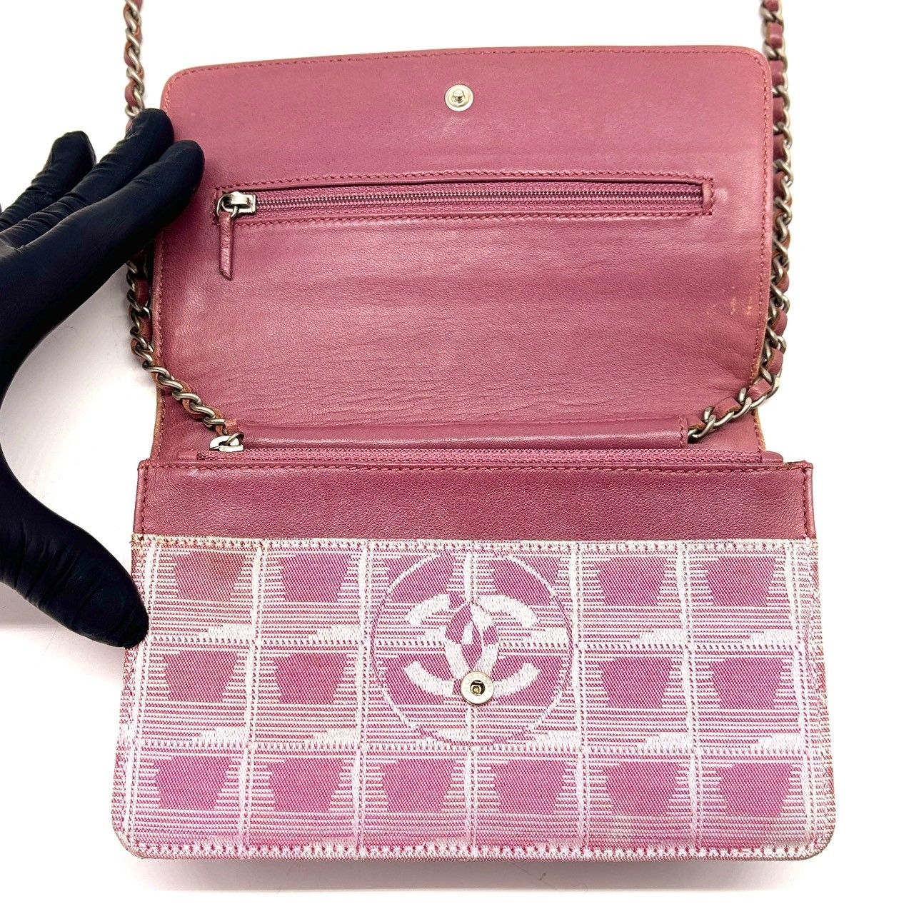 奏でる桜霞✨　シャネル　ニュートラベル チェーンウォレット ギャラ付き　ピンク 上質を奏でる桜霞✨ CHANEL シャネル ニュートラベルライン チェーン