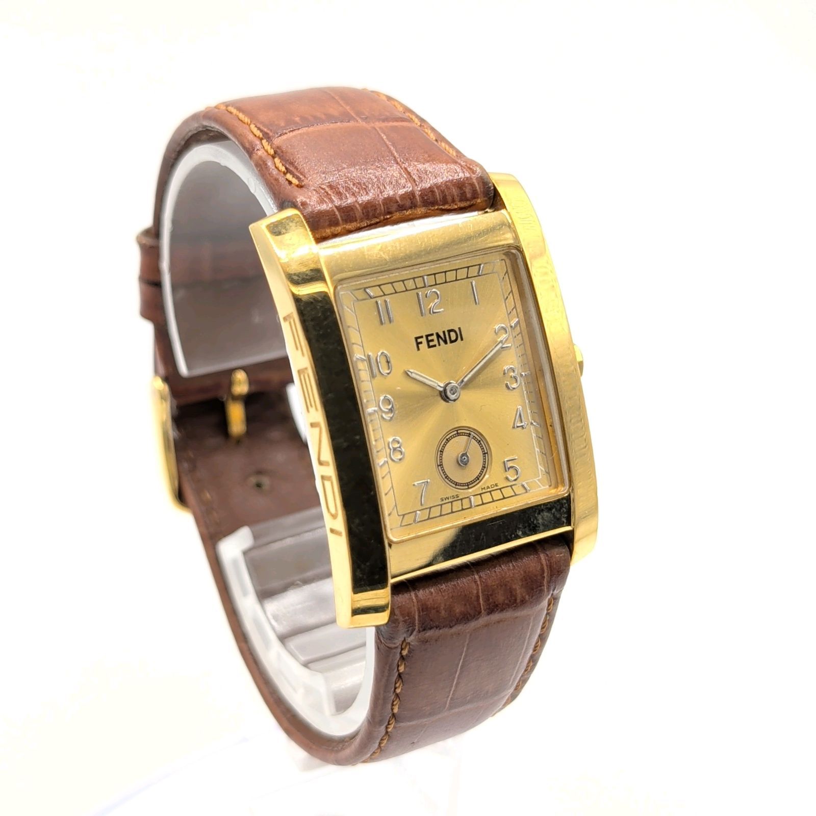 FENDI 7000G Watch Quartz Men's Square Gold Gold dial Y2K 00S