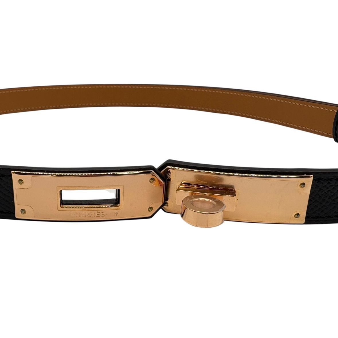 ♪3696 エルメス ベルト ケリー 18 ヴォー エプソン ノワール ピンク