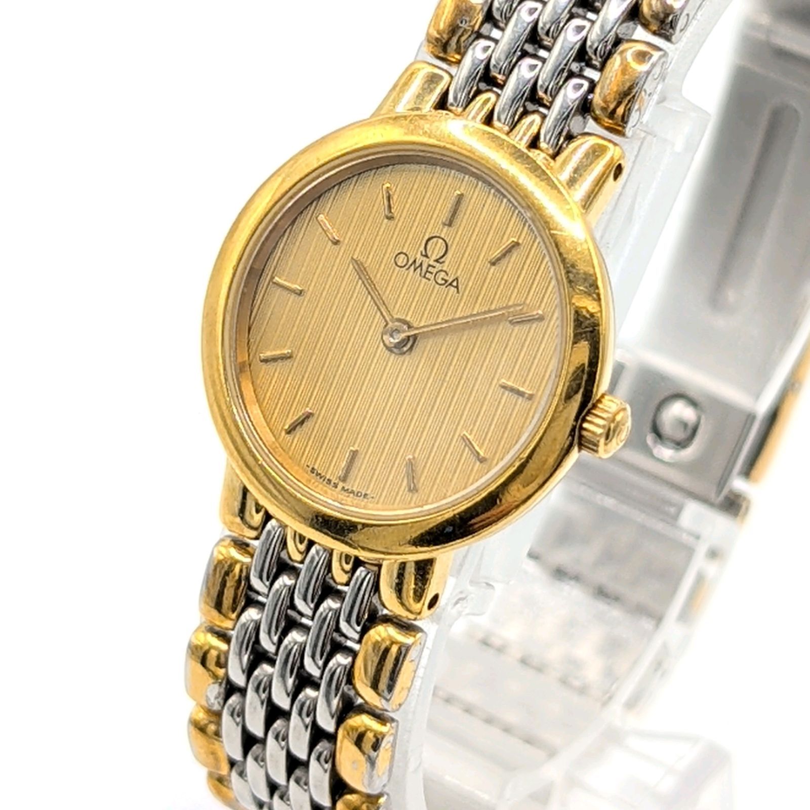 OMEGA DE VILLE Watch QZ Ladies Round Gold Silver Combi Gold dial