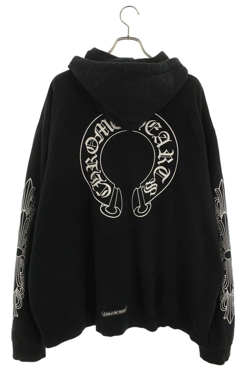 クロムハーツ SWTSHRT HD ZIP 袖フローラルバックホースシュープリント