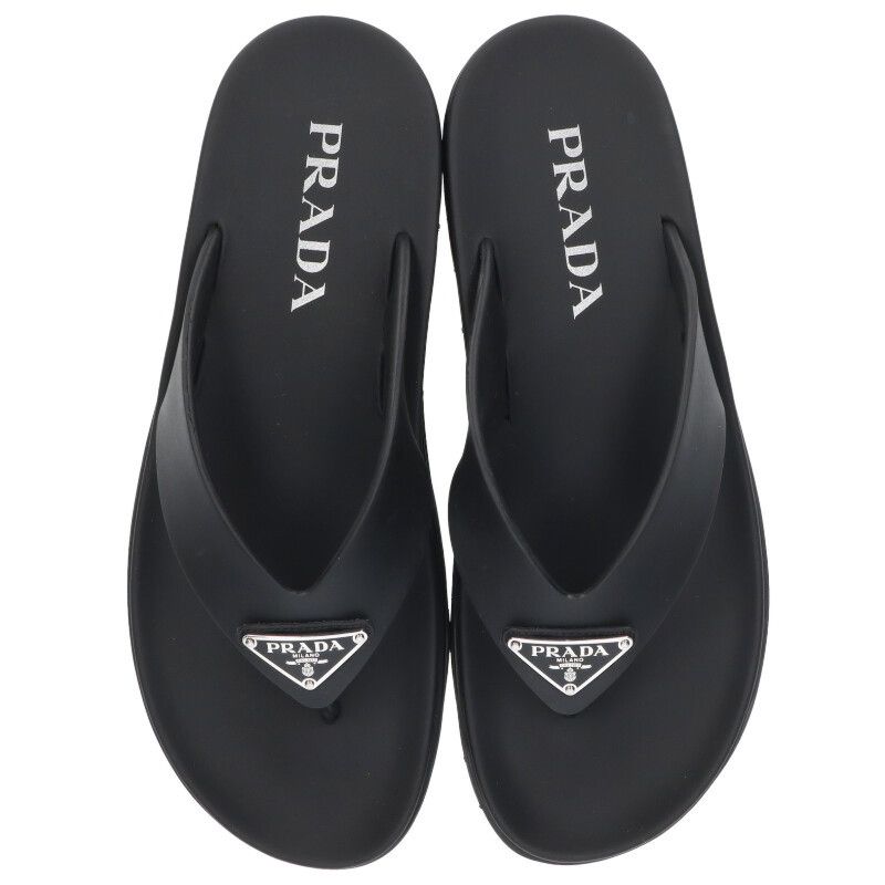 プラダ ロゴプレートラバートングサンダル メンズ 7.5 ※12/28～1/6