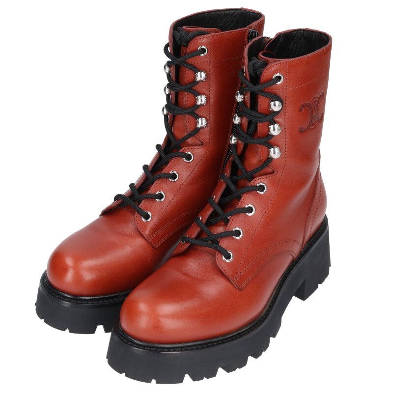 セリーヌ トリオンフレースアップレザーブーツ メンズ 37 ※12/28～1/6