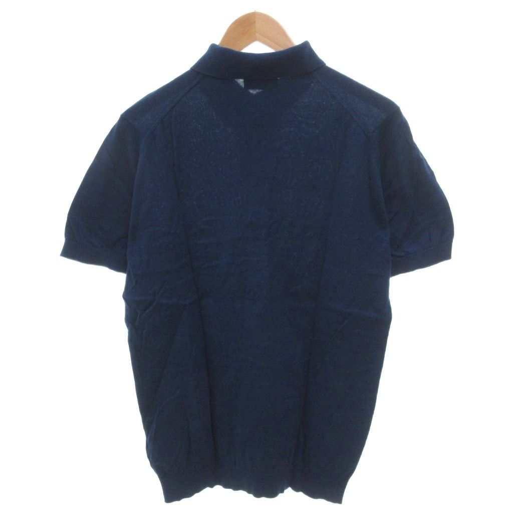 ジョンスメドレー JOHN SMEDLEY ポロシャツ ニット コットン 半袖 M 紺
