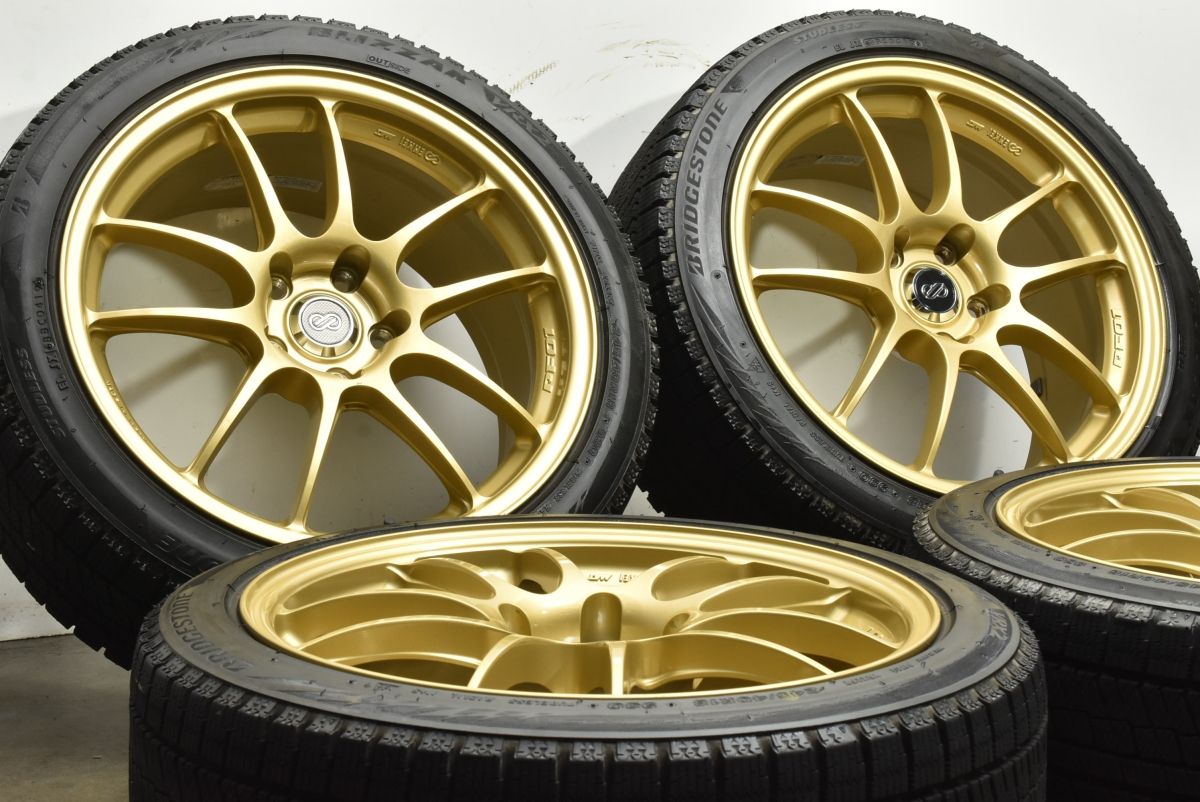 バリ溝 美品】ENKEI エンケイ PF01 18in 8.5J+48 PCD114.3 ブリザック 
