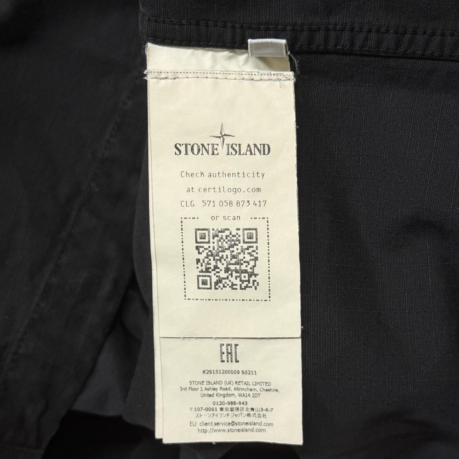 国内正規 参考上代101200円 STONE ISLAND 25AW Ripstop Zip Shirt