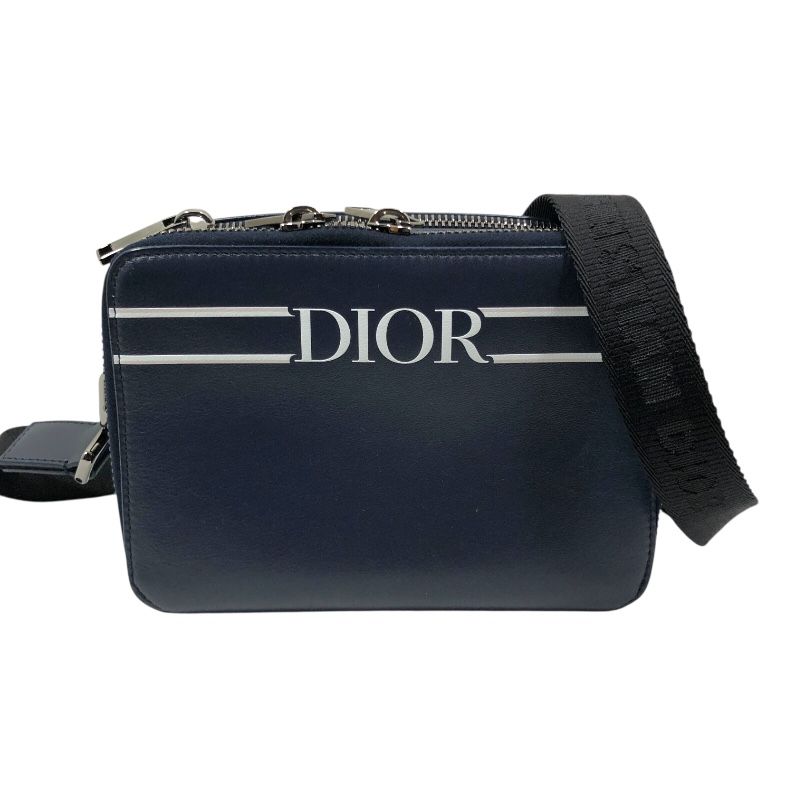 ディオールオム ショルダーバッグ　エディ ディオールオム DIOR HOMME ロゴ ショルダーバッグ ネイビー レザー