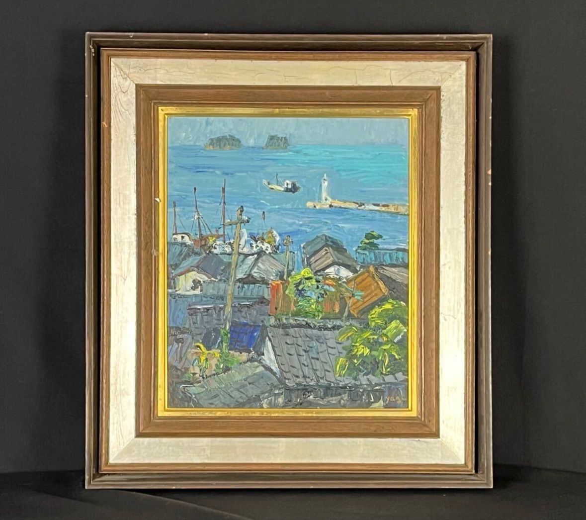 八木義雄「午窓」油彩 8号 風景画 共シール 光風会会員 師 鬼頭鍋三郎