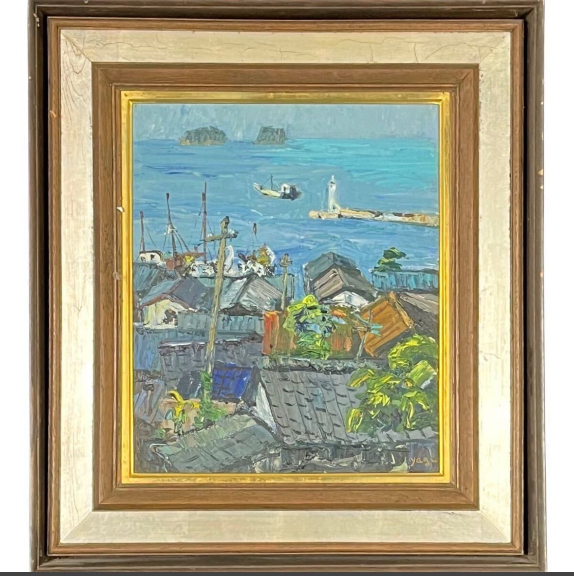 八木義雄「午窓」油彩 8号 風景画 共シール 光風会会員 師 鬼頭鍋三郎