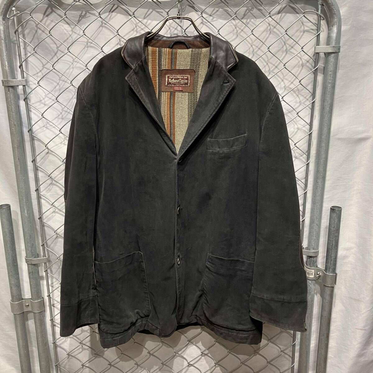 雰囲気抜群✨マルボロクラシック　レザー襟　ウールコート52(2XL相当)レア 雰囲気抜群✨マルボロクラシック レザー襟 ウールコート52(2XL相当